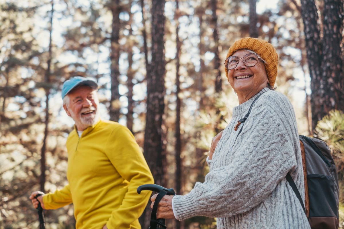 Senior couple on a hike